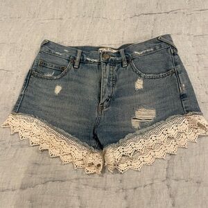 Free People Denim Lace Trim Women Shorts size 25